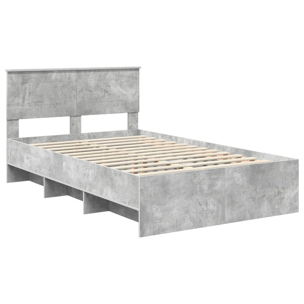 vidaXL Bed Frame with Headboard Concrete Grey 120 x 200 cm Engineered Wood