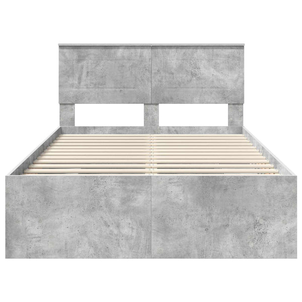 vidaXL Bed Frame with Headboard Concrete Grey 120 x 200 cm Engineered Wood