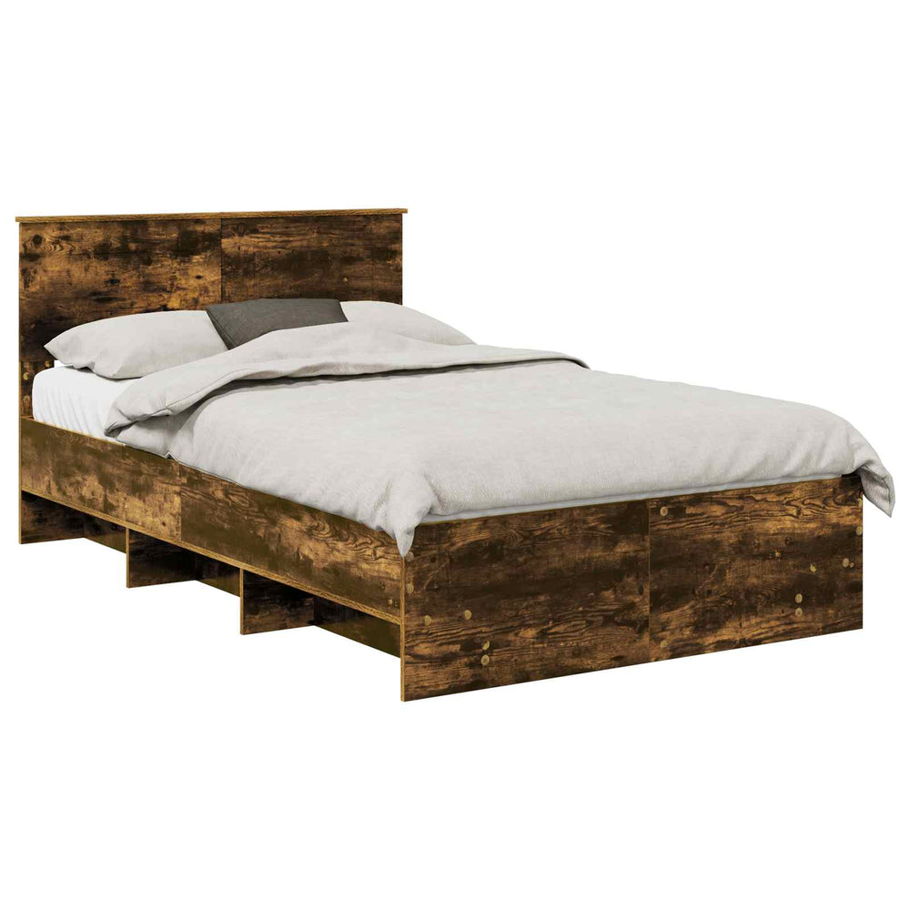 vidaXL Bed Frame Smoked Oak 120 x 200 cm Engineered Wood