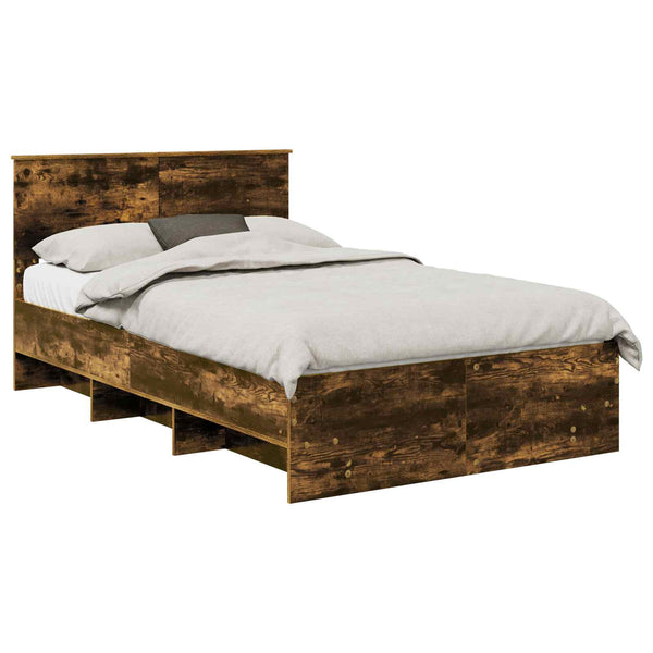 vidaXL Bed Frame Smoked Oak 120 x 200 cm Engineered Wood