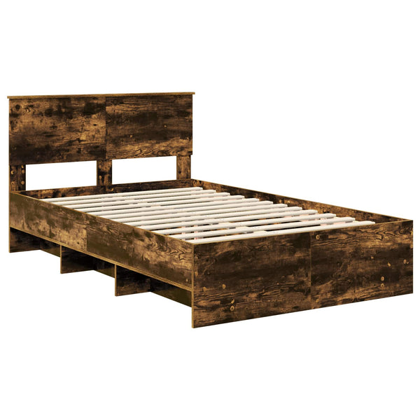 vidaXL Bed Frame Smoked Oak 120 x 200 cm Engineered Wood
