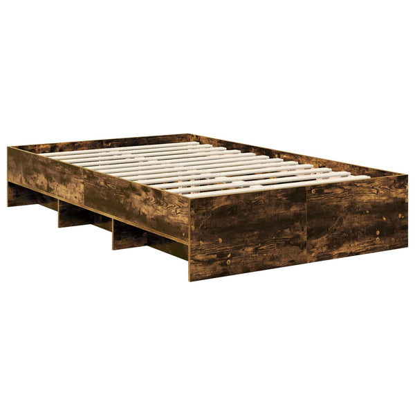 vidaXL Bed Frame Smoked Oak 120 x 200 cm Engineered Wood