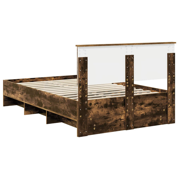 vidaXL Bed Frame Smoked Oak 120 x 200 cm Engineered Wood