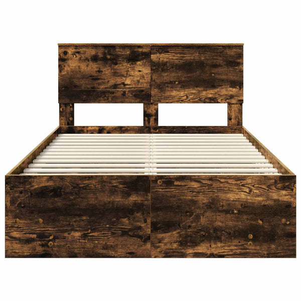 vidaXL Bed Frame Smoked Oak 120 x 200 cm Engineered Wood