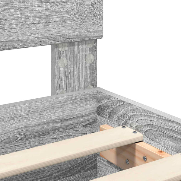 vidaXL Bed Frame Grey Sonoma 120 x 200 cm Engineered Wood