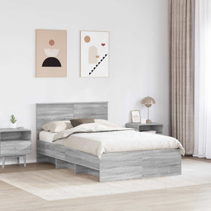 vidaXL Bed Frame Grey Sonoma 120 x 200 cm Engineered Wood