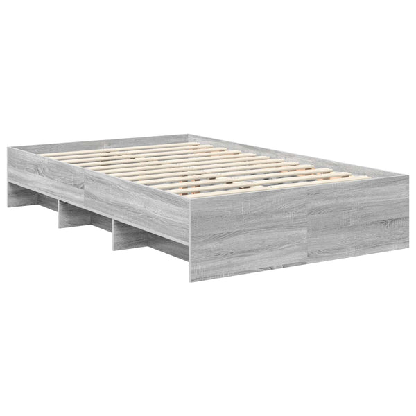 vidaXL Bed Frame Grey Sonoma 120 x 200 cm Engineered Wood