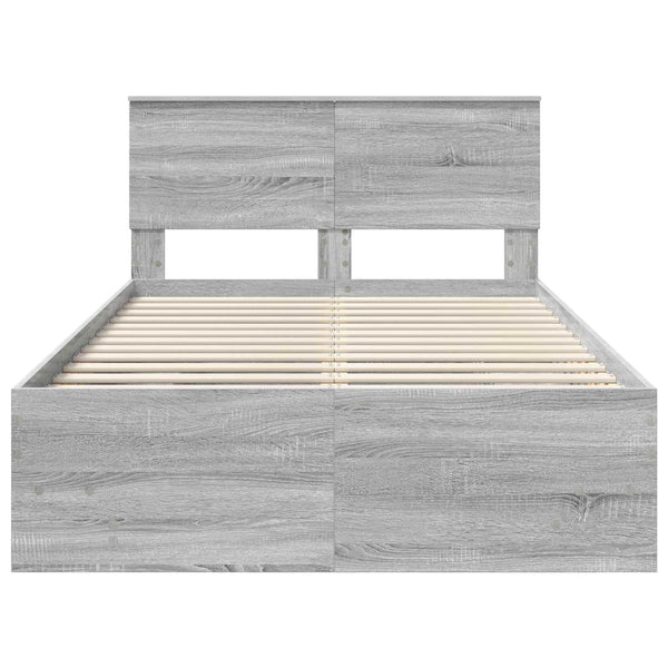 vidaXL Bed Frame Grey Sonoma 120 x 200 cm Engineered Wood