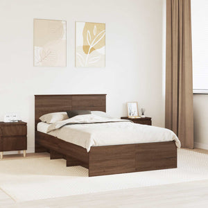 vidaXL Bed Frame Brown Oak Effect 120 x 200 cm Engineered Wood