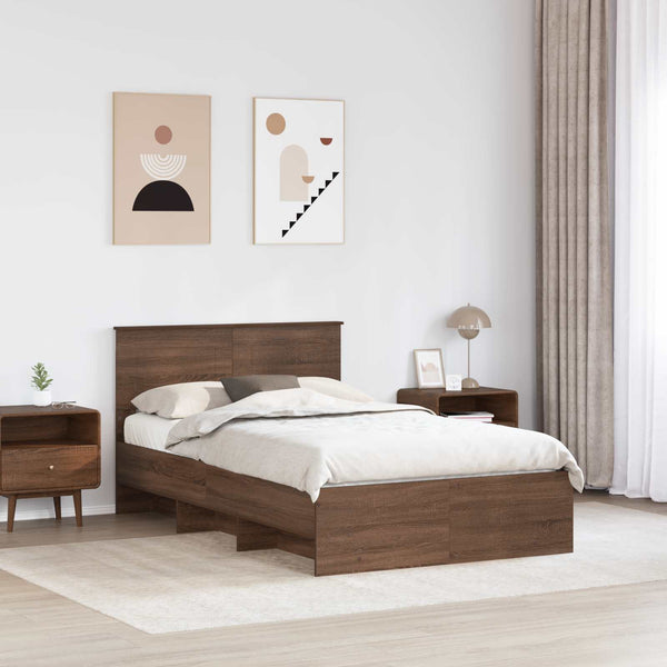 vidaXL Bed Frame Brown Oak Effect 120 x 200 cm Engineered Wood