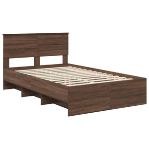 vidaXL Bed Frame Brown Oak Effect 120 x 200 cm Engineered Wood