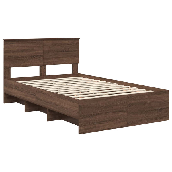 vidaXL Bed Frame Brown Oak Effect 120 x 200 cm Engineered Wood