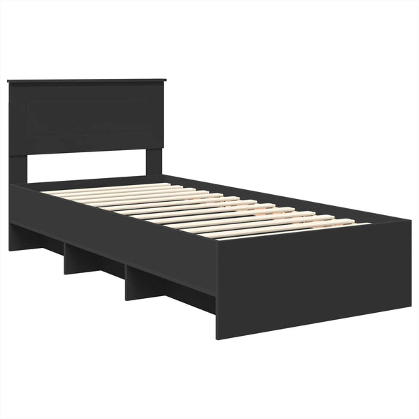 vidaXL Bed Frame with Headboard Black 80 x 200 cm Engineered Wood