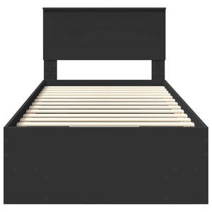 vidaXL Bed Frame with Headboard Black 80 x 200 cm Engineered Wood