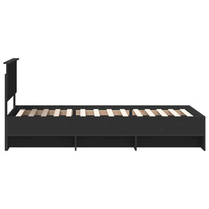 vidaXL Bed Frame with Headboard Black 80 x 200 cm Engineered Wood