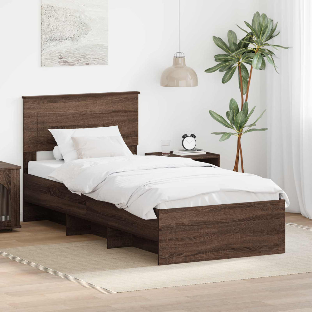vidaXL Bed Frame Brown Oak Look 80 x 200 cm Engineered Wood