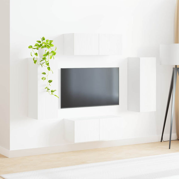 vidaXL Wall-Mounted TV Shelf Set 4 pcs White Engineered Wood
