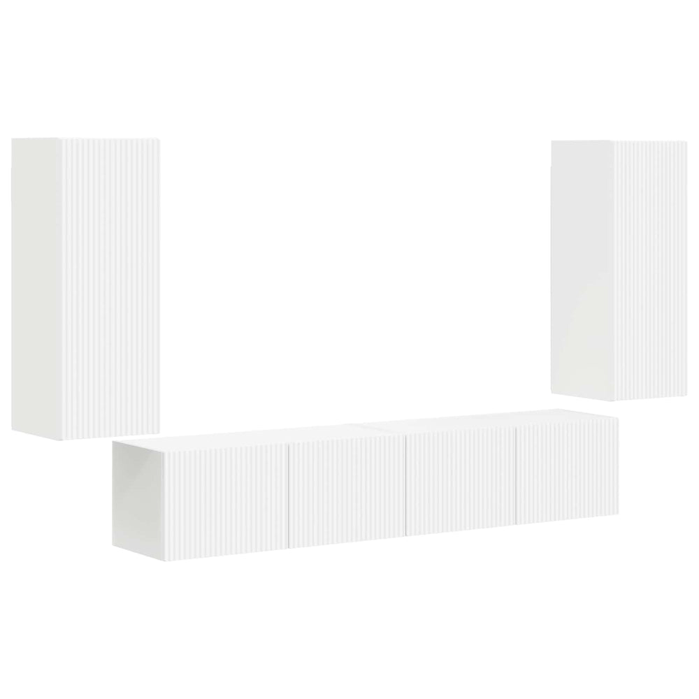 vidaXL Wall-Mounted TV Shelf Set 4 pcs White Engineered Wood