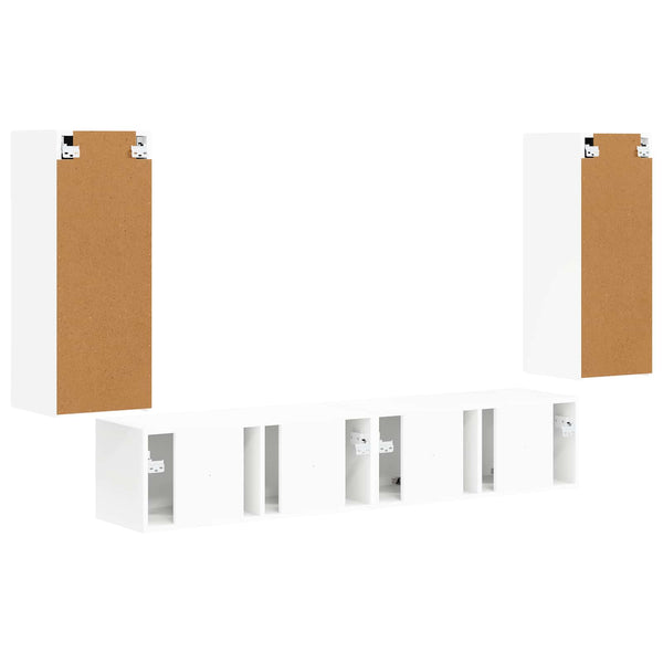 vidaXL Wall-Mounted TV Shelf Set 4 pcs White Engineered Wood