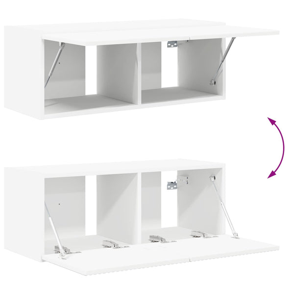 vidaXL Wall-Mounted TV Shelf Set 4 pcs White Engineered Wood