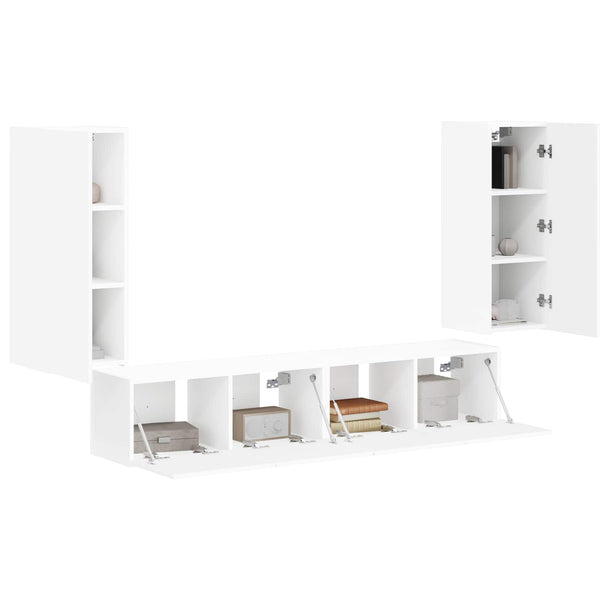 vidaXL Wall-Mounted TV Shelf Set 4 pcs White Engineered Wood