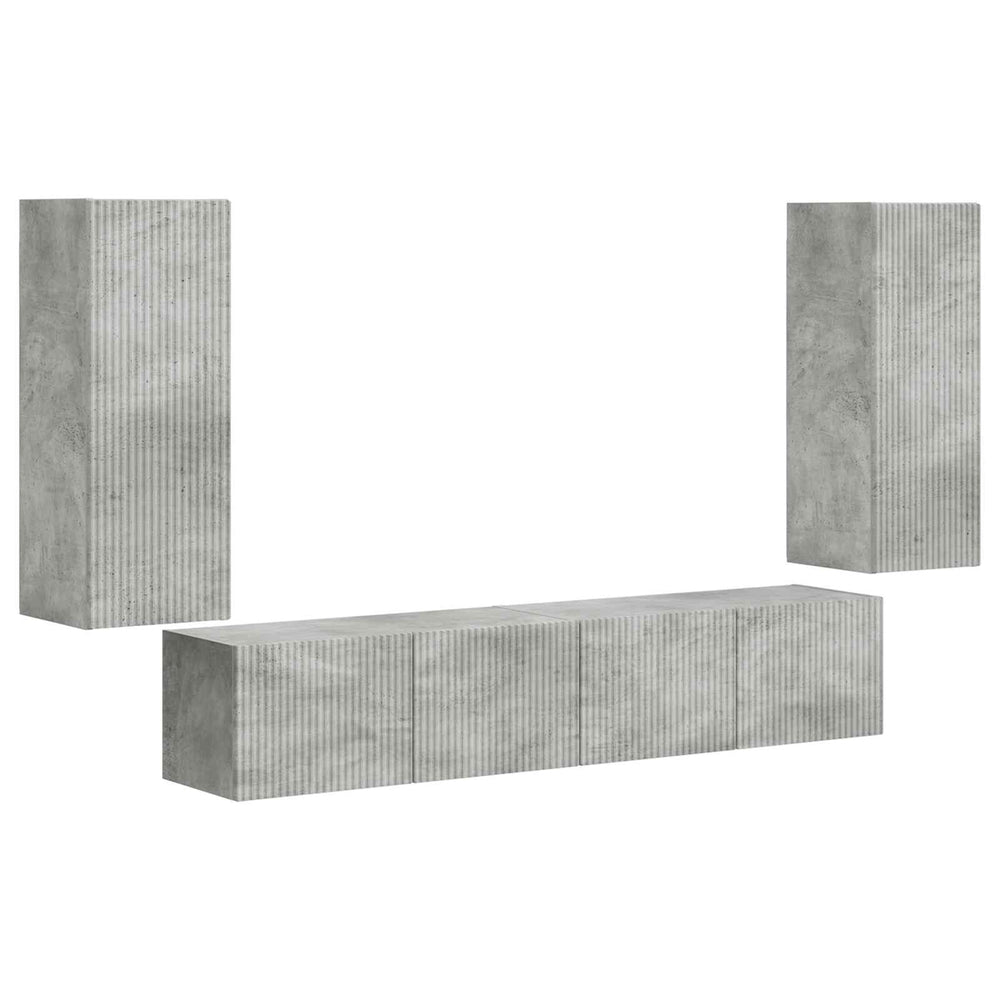 vidaXL TV Wall Shelf Set Wall Mounted 4 pcs Concrete Grey Engineered Wood