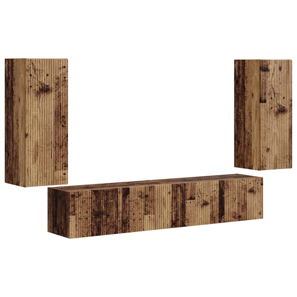 vidaXL Wall-Mounted TV Shelf Set 4 pcs Reclaimed Wood Engineered Wood