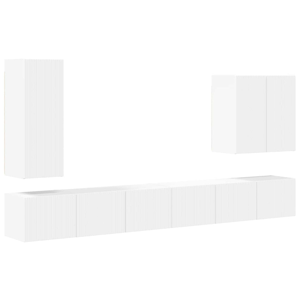 vidaXL Wall-Mounted TV Shelf Set 6 pcs White