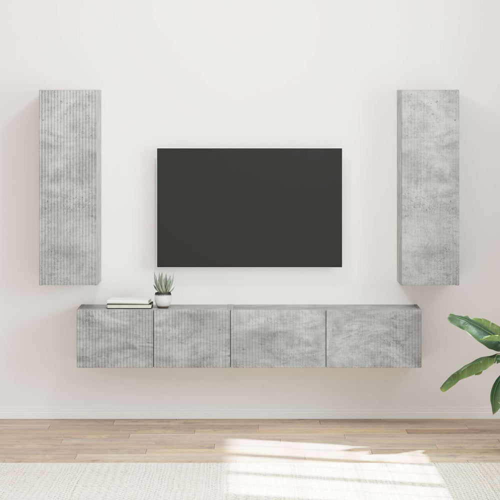 vidaXL TV Cabinet Set Wall-Mounted 3 pcs Concrete Grey Engineered Wood