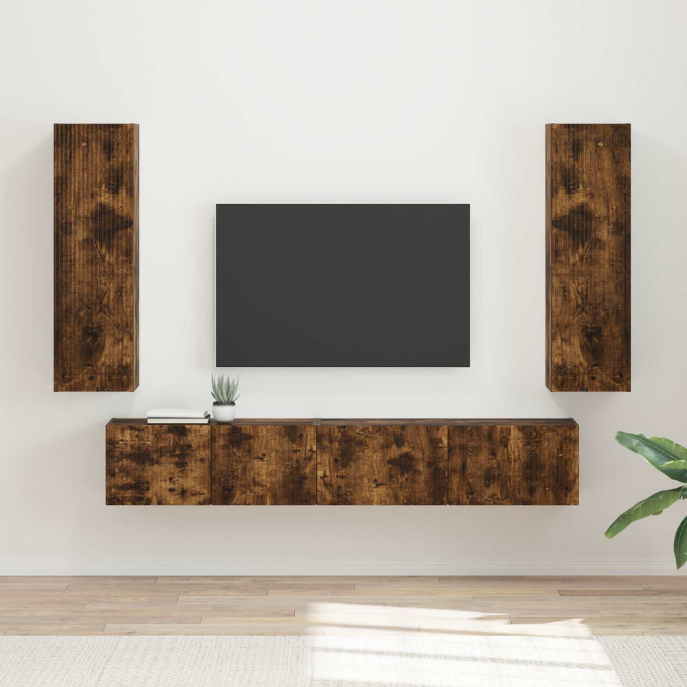 vidaXL TV cabinet set 3 pcs Smoked Oak Engineered Wood