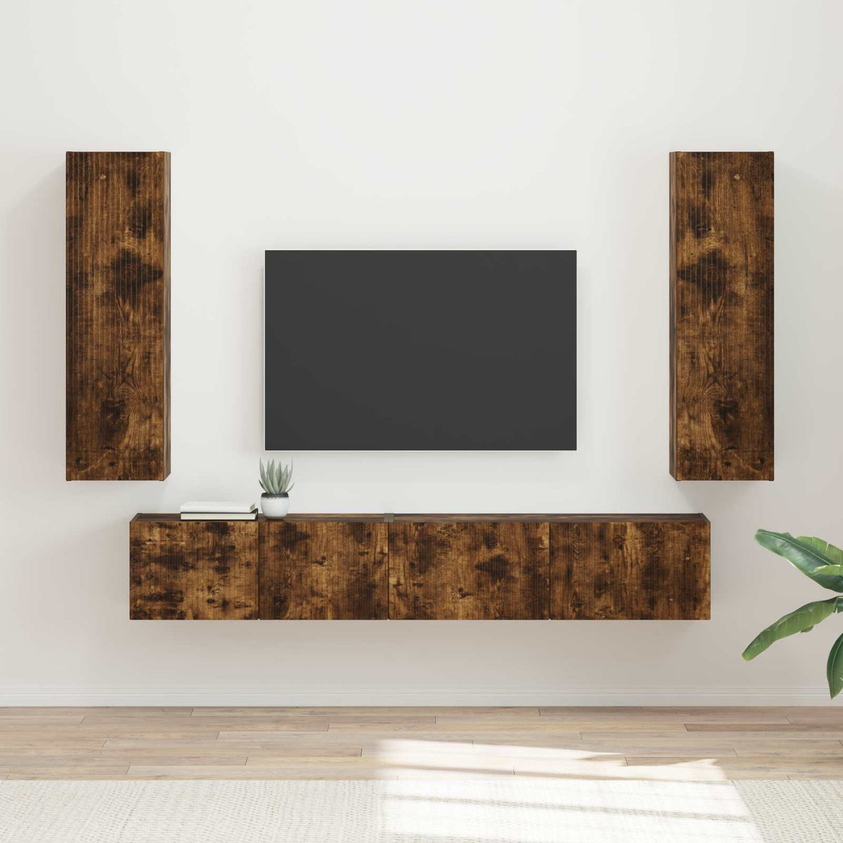 vidaXL TV cabinet set 3 pcs Smoked Oak Engineered Wood
