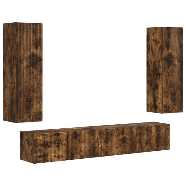 vidaXL TV cabinet set 3 pcs Smoked Oak Engineered Wood