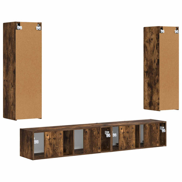 vidaXL TV cabinet set 3 pcs Smoked Oak Engineered Wood