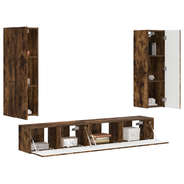 vidaXL TV cabinet set 3 pcs Smoked Oak Engineered Wood