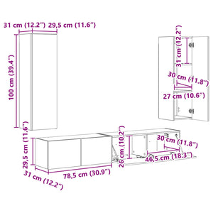 vidaXL TV cabinet set 3 pcs Smoked Oak Engineered Wood