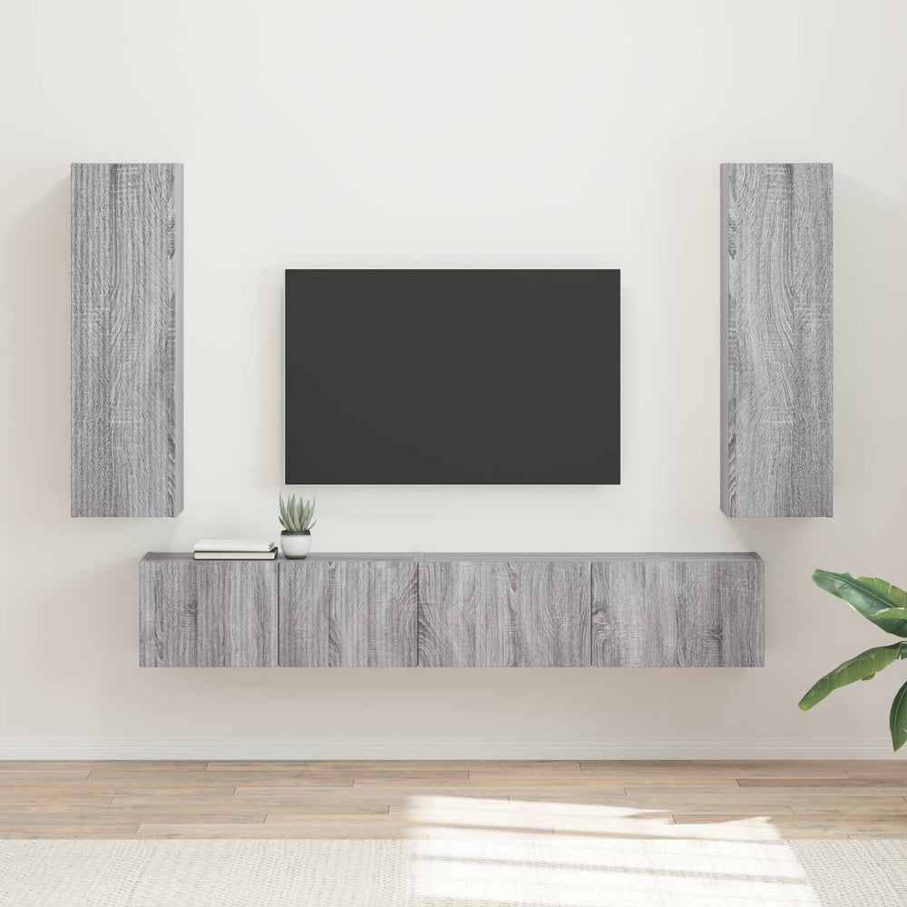 vidaXL TV Cabinet Set Wall Mounted 3 pcs Grey Sonoma Engineered Wood