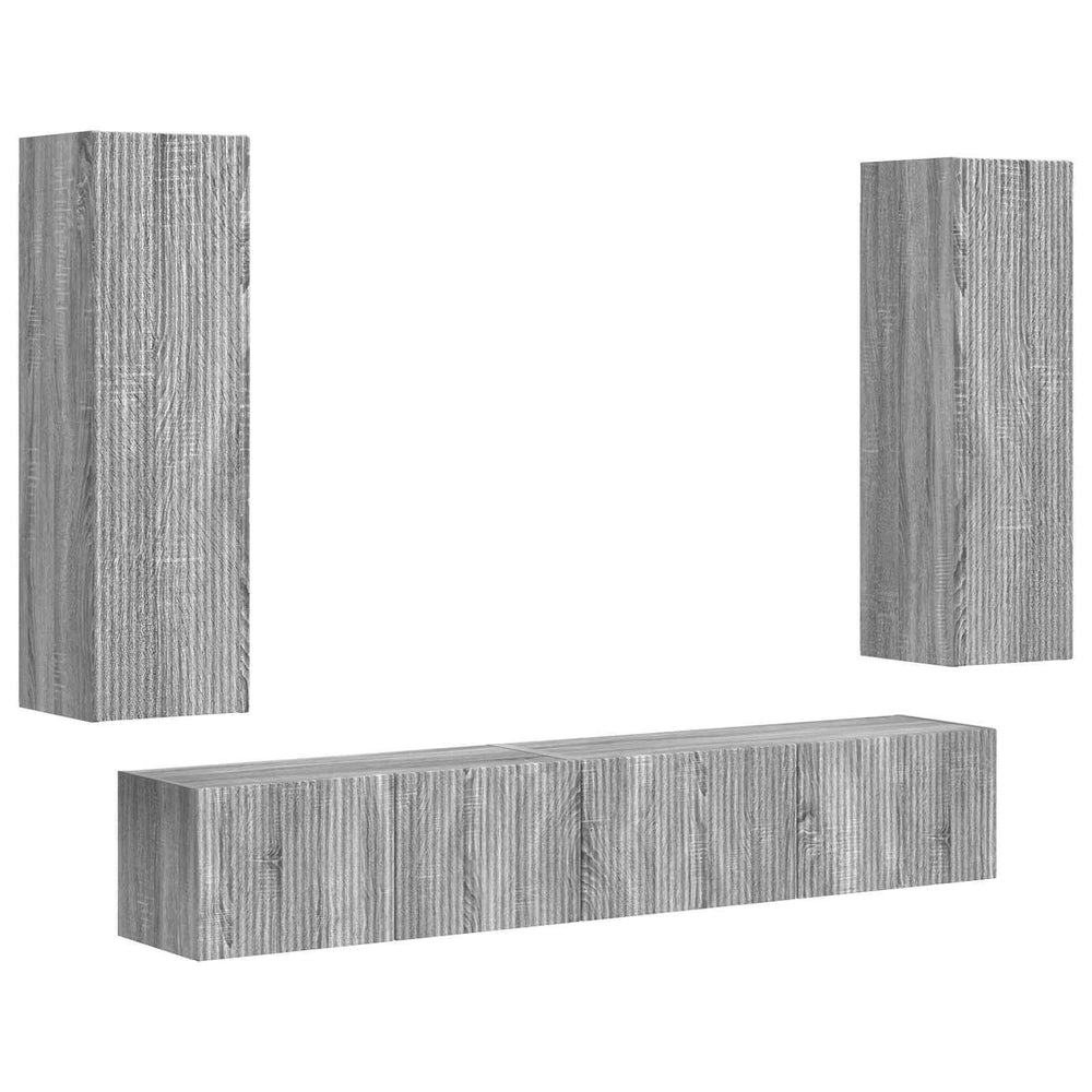 vidaXL TV Cabinet Set Wall Mounted 3 pcs Grey Sonoma Engineered Wood