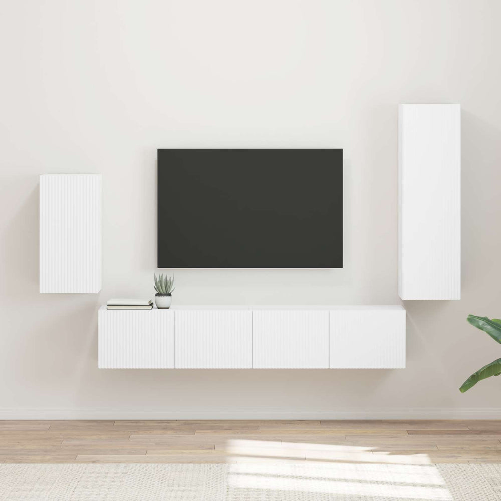 vidaXL Wall-Mounted TV Cabinet Set 4 pcs White Engineered Wood