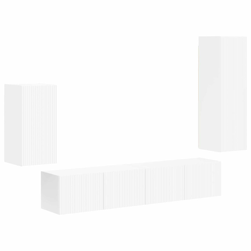 vidaXL Wall-Mounted TV Cabinet Set 4 pcs White Engineered Wood