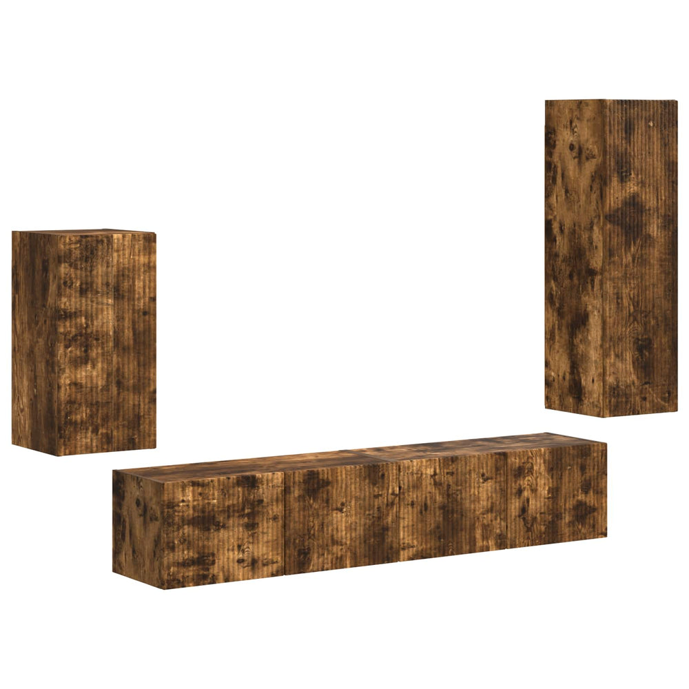 vidaXL TV Cabinet Set 4 pcs Smoked Oak Engineered Wood