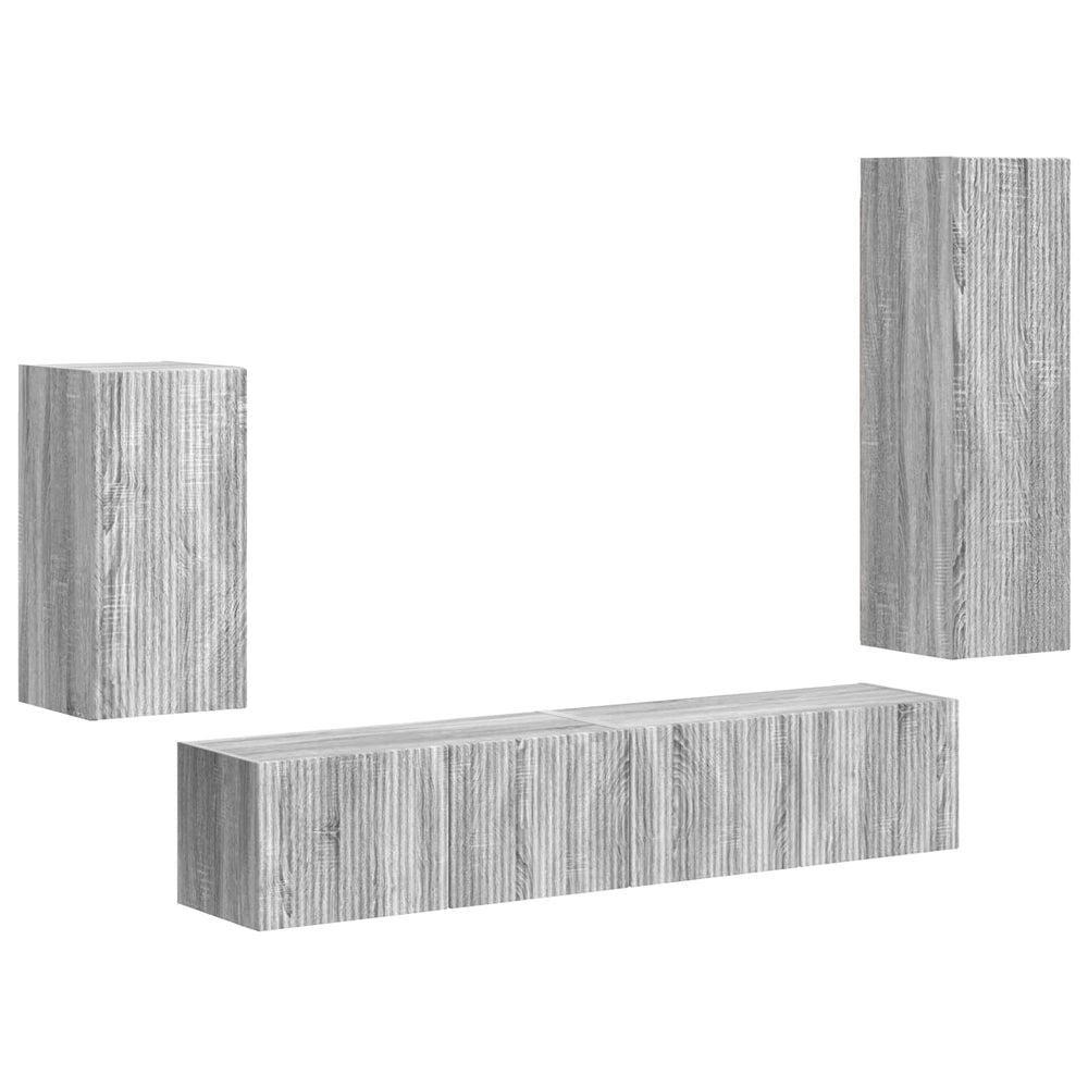 vidaXL TV Cabinet Set Wall-Mounted 4 pcs Grey Sonoma Engineered Wood