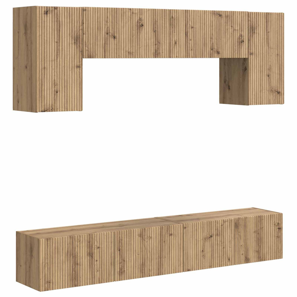 vidaXL TV Cabinet Set Wall Mounted 5 pcs Concrete Gray Engineered Wood