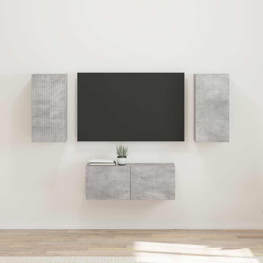vidaXL Wall-Mounted TV Cabinet Set 6 pcs Concrete Grey Engineered Wood
