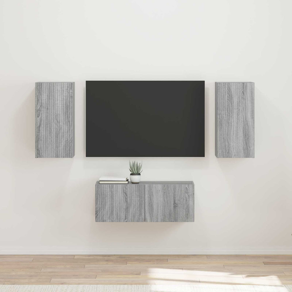 TV-Schrank Set Wandmontiert Grau