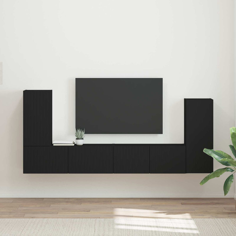 TV-Schrankset, 4-teilig, Schwarz
