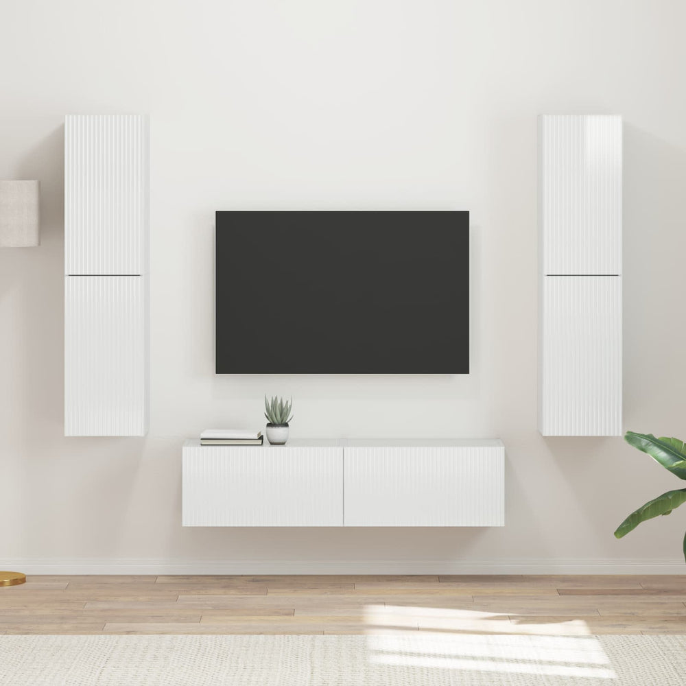 TV-Schrank Set 6-teilig Hochglanz Weiß