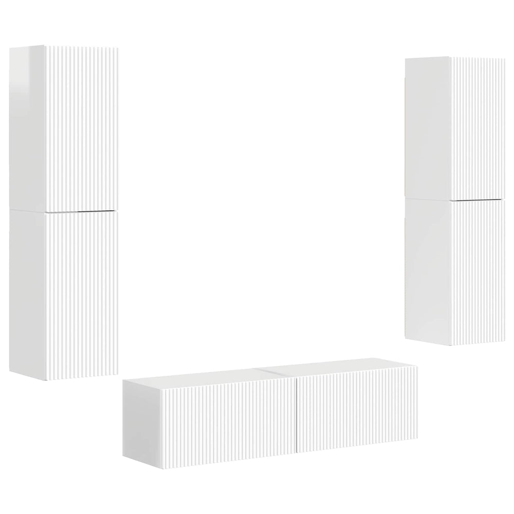 TV-Schrank Set 6-teilig Hochglanz Weiß