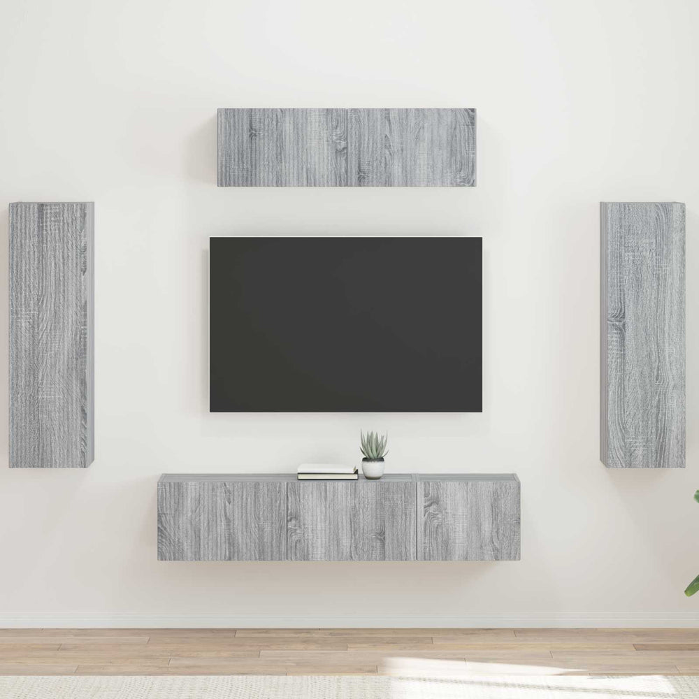 TV-Schrank Set, 5-teilig, Grau Sonoma