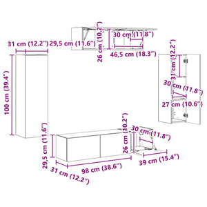 TV-Schrank 5er Set Altholz
