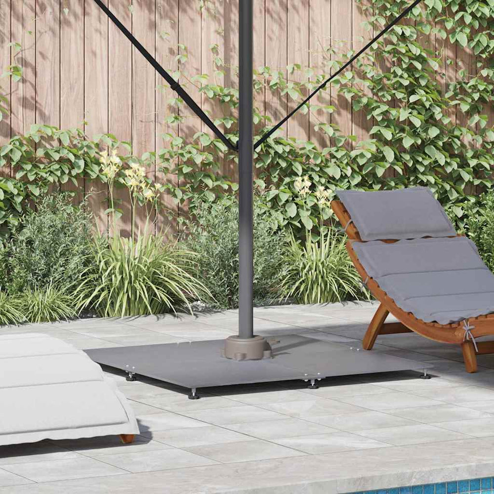 vidaXL Parasol Base Dark Grey Wood-Look 100 x 100 x 4 cm Steel